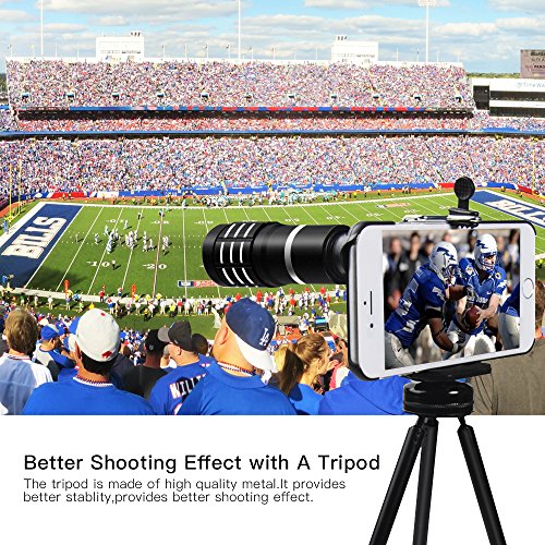 10X Telephoto Lens, Evershop Zoom Lens Phone Camera Lens Kit with Mini Tripod + Phone Cases for iPhone 5/5S/SE/6 6S/6 Plus 6S Plus 7/7 Plus (Black)