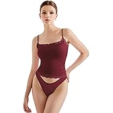 SUUKSESS Women Lace Double Lined Camisole Top Spaghetti Strap Going Out Tank Top