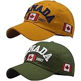 BAOZOON 2 Pcs Baseball Caps - Embroidered Maple Leaf, Adjustable Canada Flag Golf Hat for Men Women