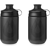 HydraPak | Polar Bottle - Breakaway Muck Mountain Bike Water Bottle 2-Pack - High Flow, Cycling & Sports Squeeze Bottle with Dust Cover (Charcoal, 440ml/15oz)