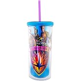 Silver Buffalo Marvel Studios Guardians Of The Galaxy Color-Changing Plastic Travel Tumbler With Spill-Resistant Lid and Reusable Straw | Holds 20 Ounces