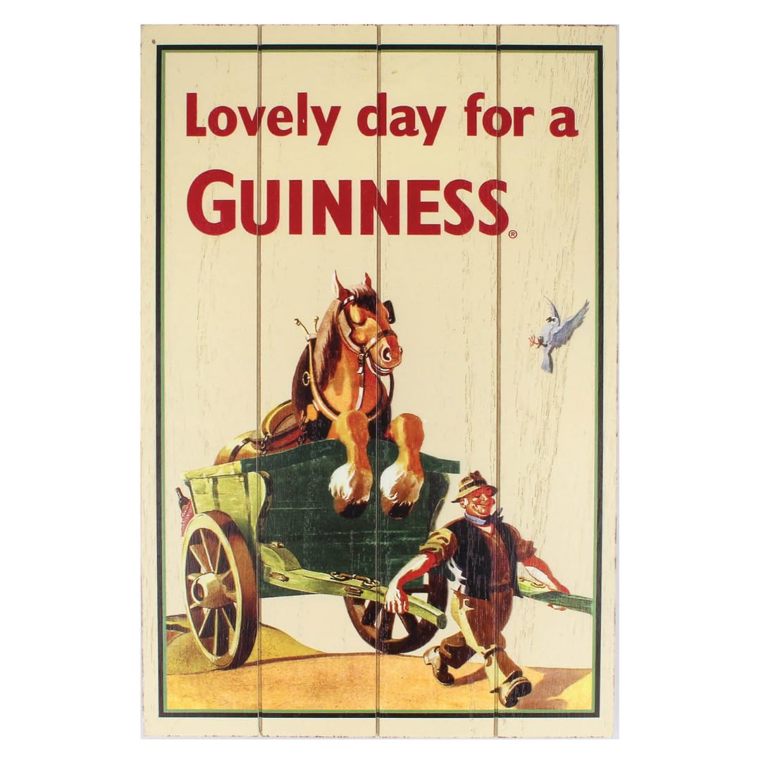 Guinness Wooden Sign - Horse and Cart Design (20 x 30cm)