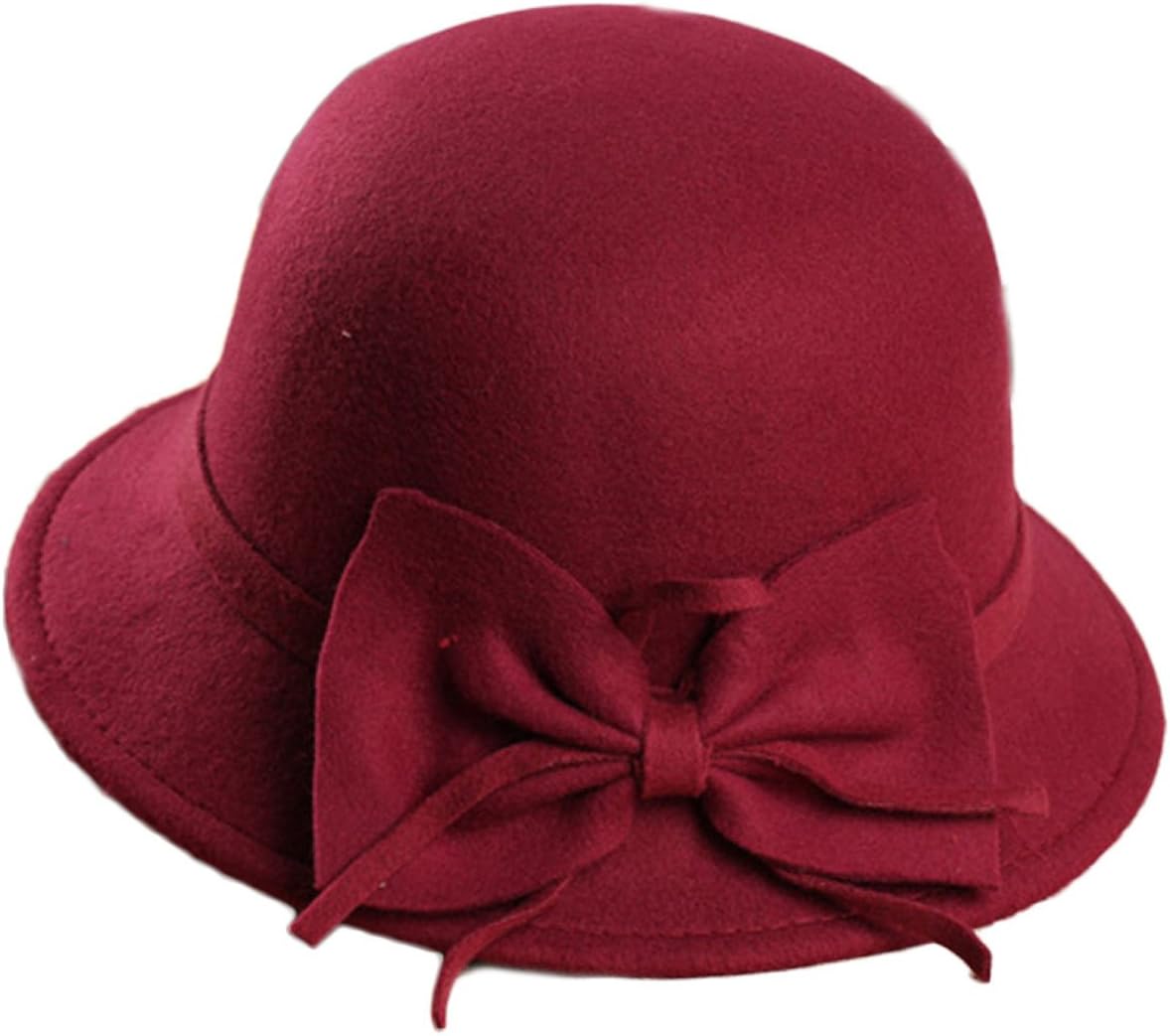Women Sunshade Cute Bowknot Bucket Hats Elegant Wide Eaves Wool Hat