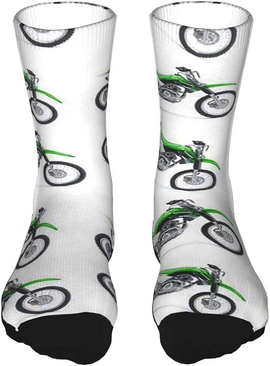 Green Dirt Bike Funny Novelty Socks Thick Unisex Casual