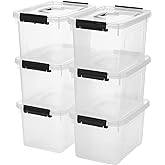 JUJIAJIA 6 Quart Clear Storage Latch Box/Bins, 6-Pack Plastic Container with Latches and Lid