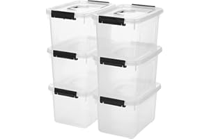 JUJIAJIA 6 Quart Clear Storage Latch Box/Bins, 6-Pack Plastic Container with Latches and Lid
