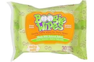 Boogie Wipes, Fresh Scent Wet Nose Wipes for Kids and Baby, Allergy Relief, Soft Natural Saline Hand and Face Tissue with Aloe, Chamomile and Vitamin E