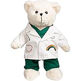 HollyHOME Doctor Bear Stuffed Animal Plush Teddy Bear in Scrubs and White Coat Gifts for Doctors Students and Kids 16 inches,Cream