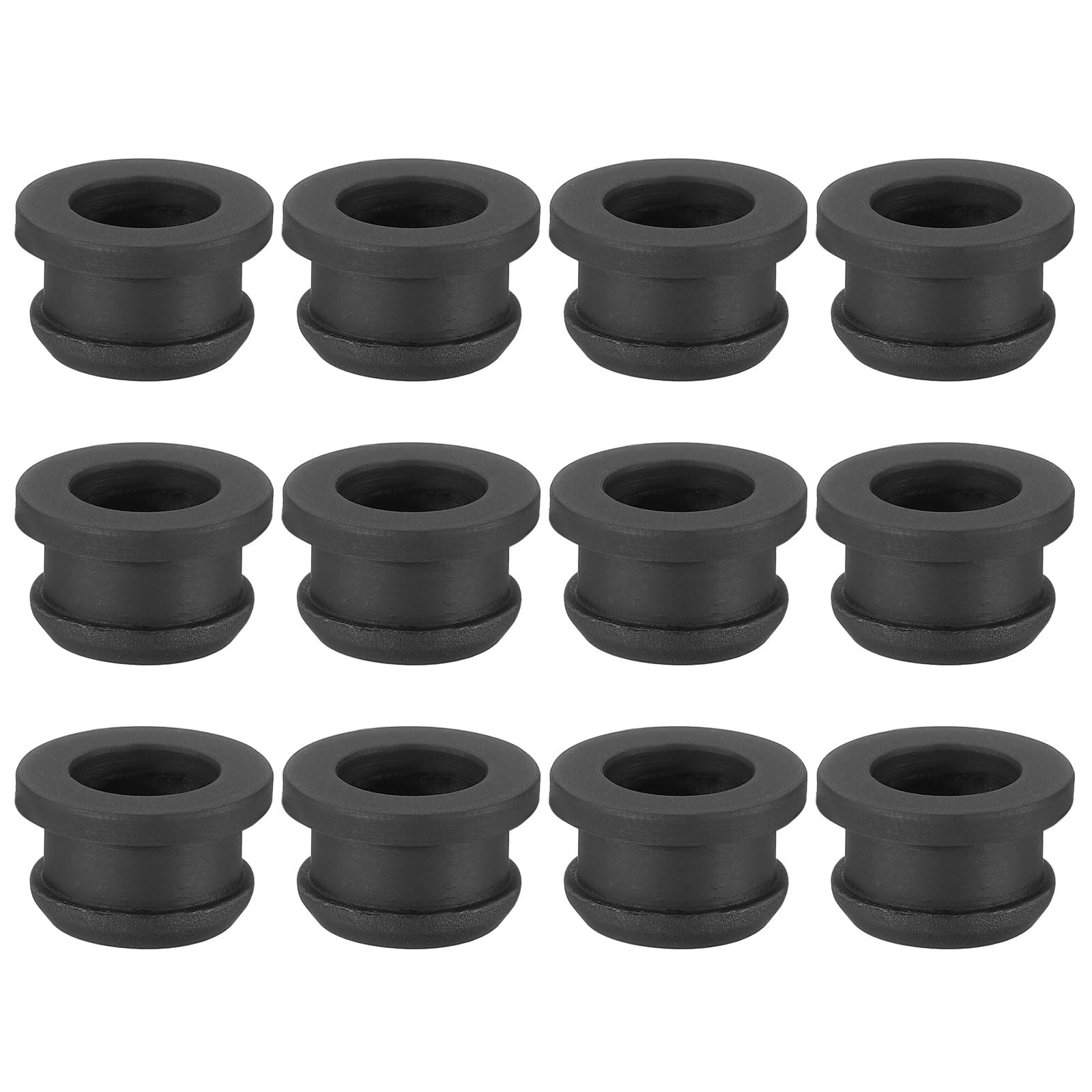 PATIKIL 12.5mm / 1/2 Inch Drill Hole,3/8 Inch ID Rubber Grommets, 12Pcs Top Hat Grommet for Wiring Eyelet Ring Gasket Automotive Firewall Cable Hole Plugs Wires Protection, Black