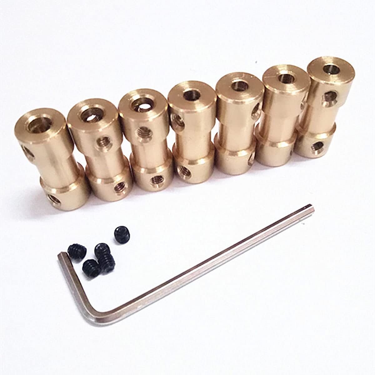 D9mm x L20mm Rigid Coupling 3.17mm to 3.17mm (brass color), Motor Wheel Connector Pure with Screws, Suitable for Motor Motor Rigid Coupling, 1pcs