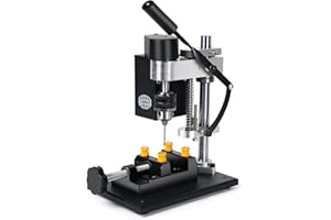 OUYANG Mini Bench Drill Press, 6 Inches Adjustable 7-Speed Small Benchtop Drilling Machine, Suitable For Direct Drilling Of Metal, Wood, Plastics, Acrylic, DIY Jewelry Making Crafts Tool (40mm Drilling Size)