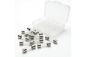 YUNFOOK 20 Pcs 3A 125V Fast-Blow Glass Fuses, 5x20 mm Fuse Tube Replacement for Christmas Tree Lights, String Lights, Small Appliances & Electronics (3A)