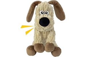 MeetYooo Squeaky Stuffed Dog Toys, Chew Toy for Large Medium Small Breeds, Plush Dog Toys to Keep Them Busy, Puppy Teething Dog Toy, Crinkle Dog Toy (Khaki Dog)