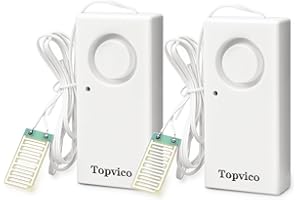 Topvico Water Alarms Leak Detector for Home Basements, RV Water Heater, Sump Pump Overflow Moisture Floor Flood Sensor, 120dB Work Alone Battery Operated, 2 Packs