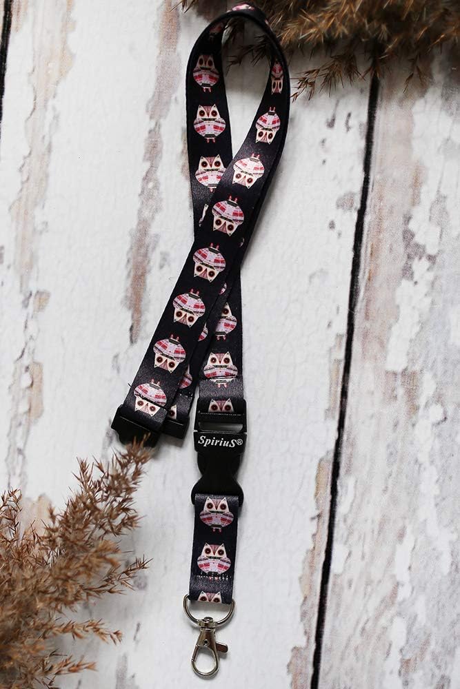 Spirius Owls Black Breakaway Lanyard Neck Strap with Safety Release Clip for Card Holder ID Badge Holder, Key Holder (Owls) - Image 4