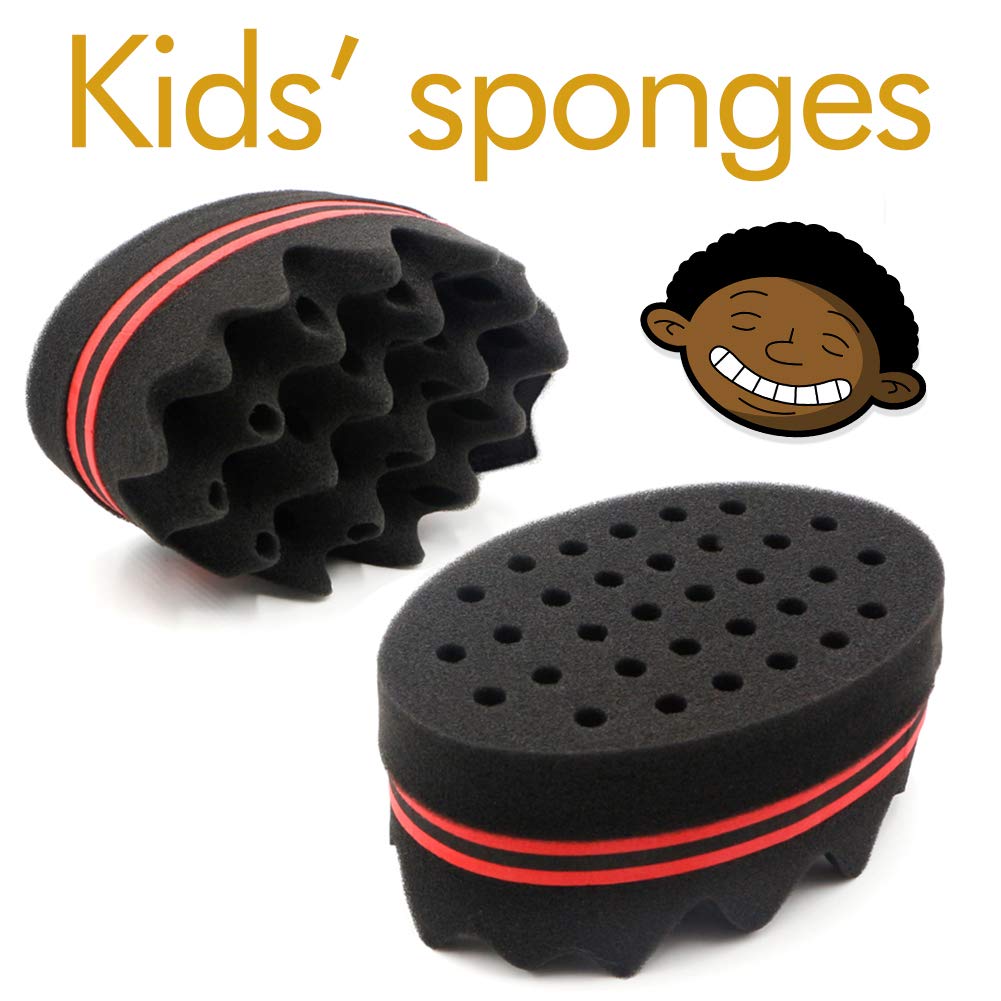 RioRand Magic Barber Sponge Hair Twist Brush for Afros,Men,Women,Wave Tornado Coils Dreadlocks Hair Styling Small Holes(2pcs)