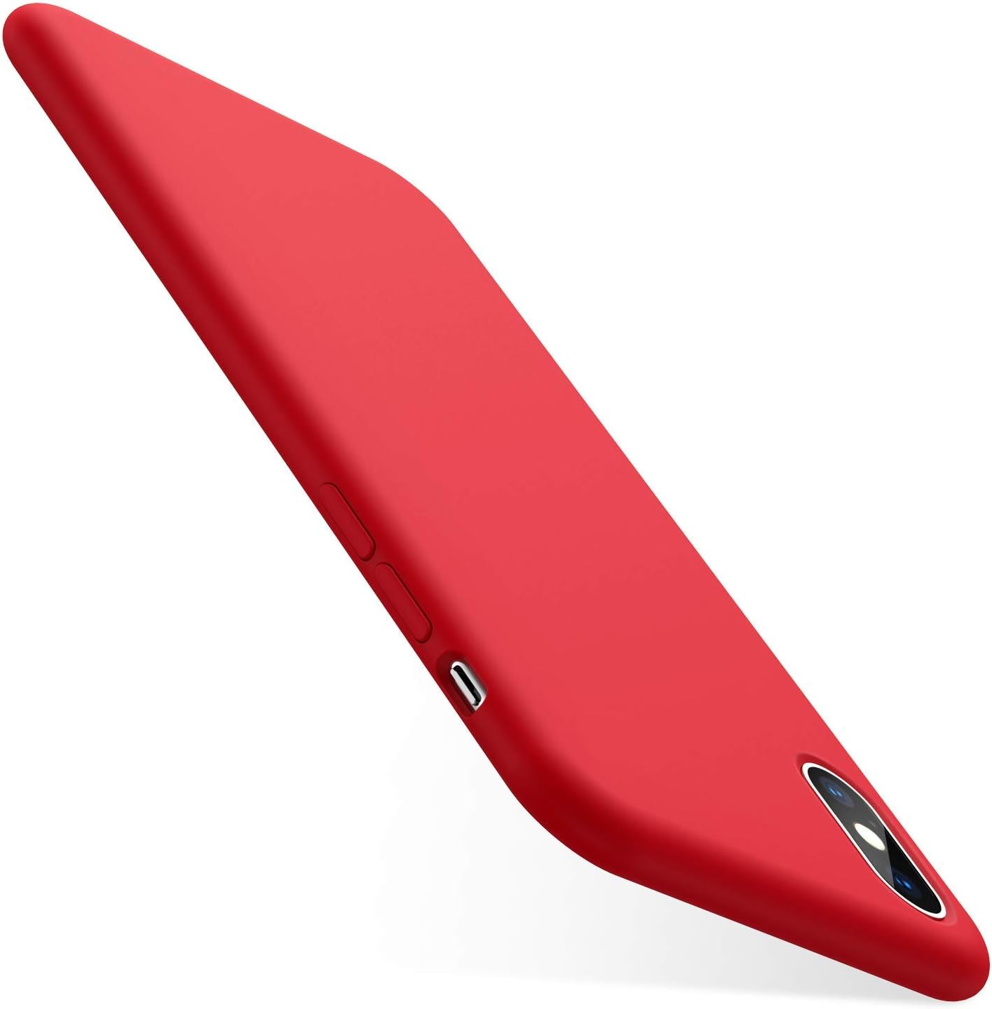 AnsTOP Silicone Case for iPhone X/Xs, Soft Liquid Silicone Phone case Gel Rubber Ultra Slim Fit Shockproof Case Cover with Soft Microfiber Cloth Cushion for iPhone X (2018) (Red)