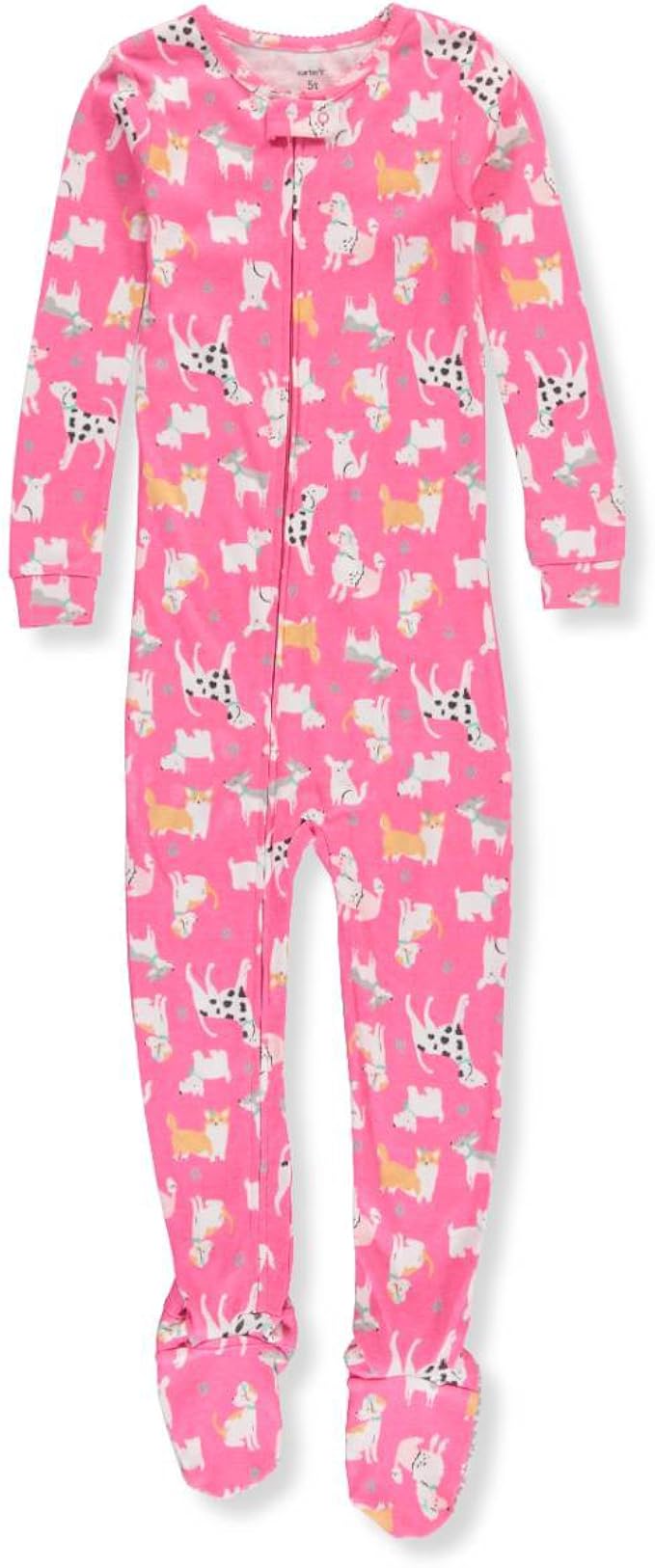 Girls Pink Dalmatian, Poodle Cotton Pajama Sleeper