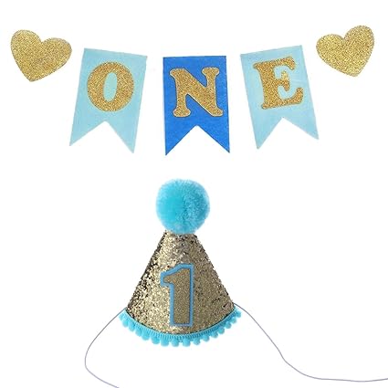 Amazon Com Baby First Birthday One Banner With Birthday Hat Baby