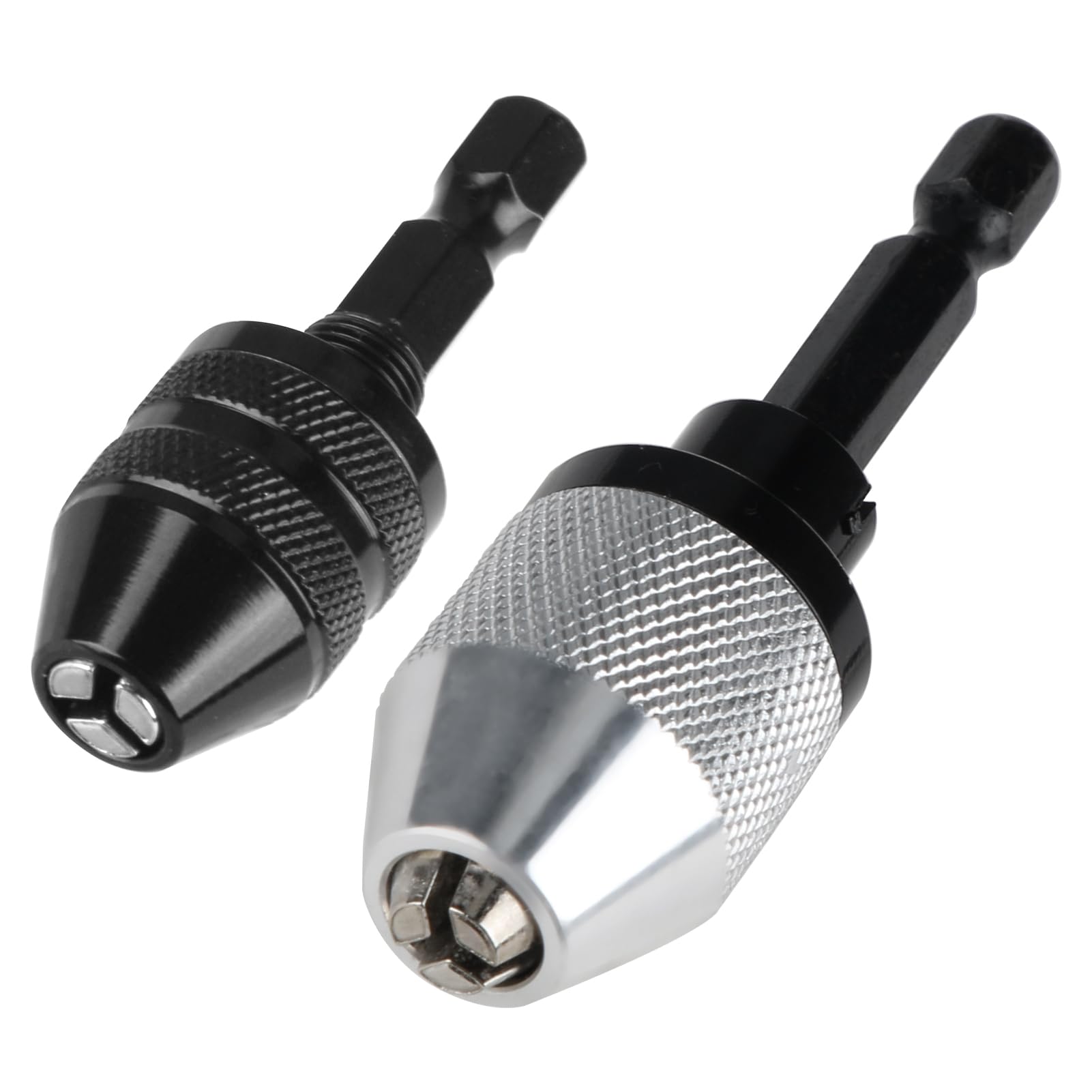 2 Pcs Keyless Drill Chuck Conversion Tool 0.3-3.6mm/0.3-6.5mm, 1/4 Inch Hex Shank Drill Bit Adapter Quick Change Converter Screwdriver for Micro Drill Bit, Pin Chuck and Manul Drill