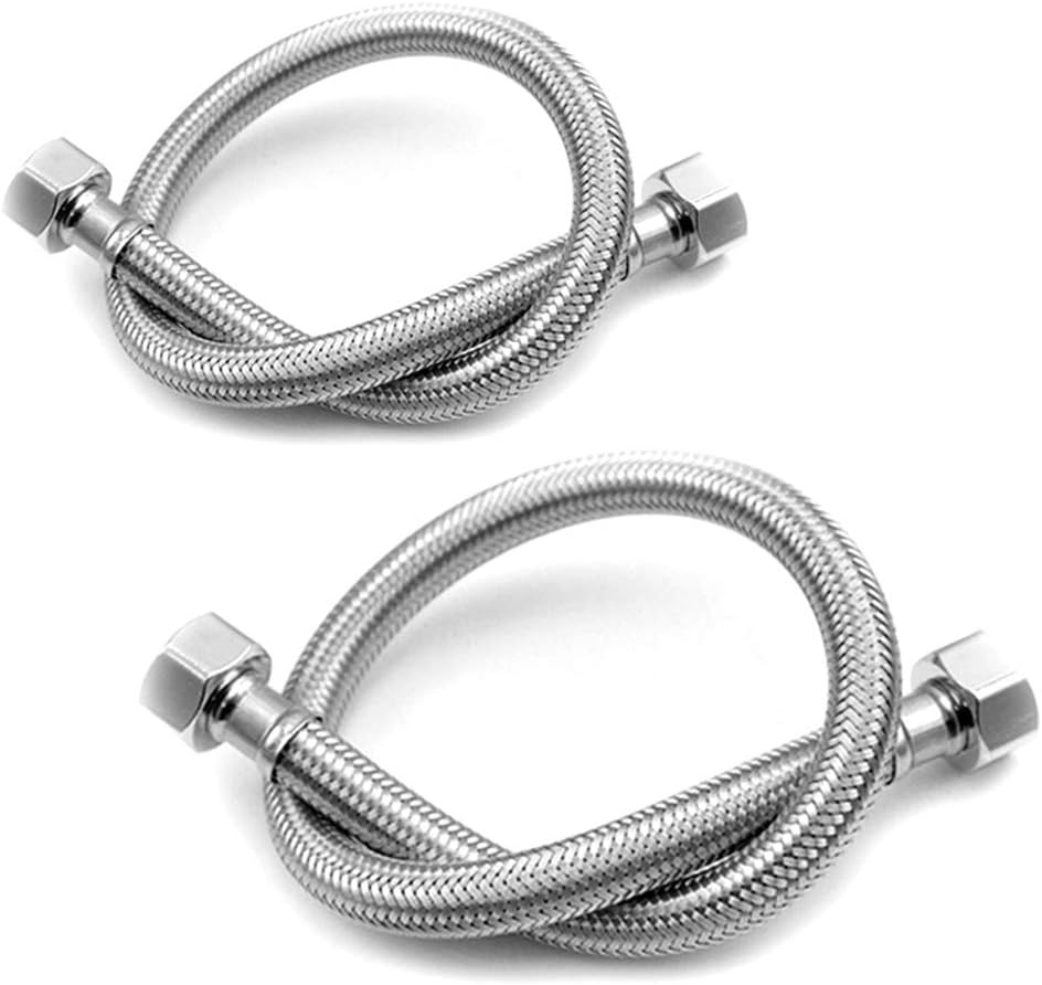 XIFIRY 1/2" BSP Flexible Hoses Pair 500mm Stainless Steel Braided