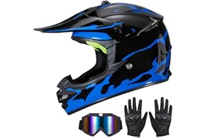 MXJ GEAR Youth Kids Dirt Bike Helmet for Boys & Girls,F001 Full Face Motorcycle Helmet for Off-Road ATV Street Riding Four Wheeler Mountain Bike with Goggles Gloves,DOT Approved