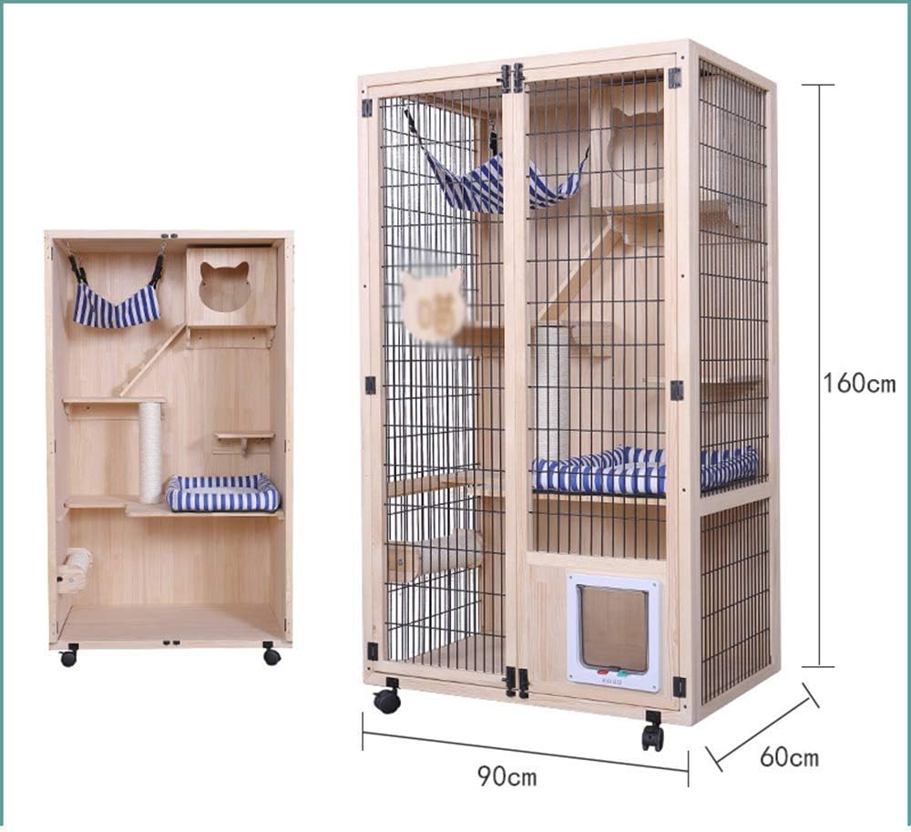 FENGHUANG Cat Villa,Solid Wood Cat Cage Cat House Household,B