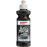 SONAX PROFILINE GlassPolish, Cerium Oxide Auto Glass Polish, 250 ml | Cerium oxide car glass polish removes water spots, haze, etching and light surface scratches to help restore windshield