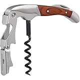Premium Waiters Corkscrew - 3 in 1 Stainless Steel Wine Opener with Rosewood Pull Tap Handle Bottle Opener and Serrated Foil Cutter
