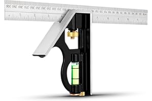 RONGPRO 12“ Combination Square, Inch/Metric Metal Stainless Steel Combo Square for Accurate and Adjustable Woodworking Measurement (300mm)