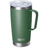 koodee 20 oz Insulated Coffee Mug with Lid and Handle, Stainless Steel Double Wall Vacuum Camping Mug Travel Coffee Tumbler (Grass Green)