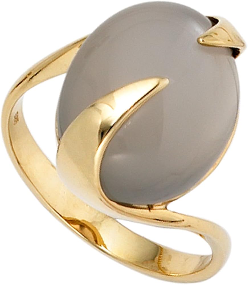 Women's Gold Ring with Moonstone 585 Yellow Gold Elegant Women's Ring