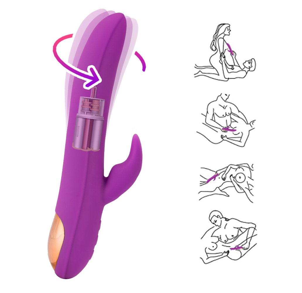 Fondlove Rabbit Vibratoren für sie Klitoris und G Punkt Vibration mit 12 Frequenz 7 Vibrationsmodi Dual Motor automatischer Stoßfunktion Beheizbar Wasserdicht Extrastark Wiederaufladbar Erotik Sexspielzeug