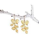 Dainty Brushed Orchids Flower in Silver or Gold Earrings - Birthday, Wedding Jewelry, Anniversary, Bridesmaid Gifts