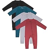 Jimonda Baby Footless Pajamas,Two Zip Closure Long Sleeve Romper,Infant Clothes Pjs 4 Pcs