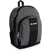 EVEREST BP2072 Backpack with Front and Side Pockets, 17", Charcoal