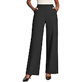 IUGA Womens Dress Pants Wide Leg Pull On Work Pants Women Stretchy High Waisted Business Casual Trousers Slacks with Pockets