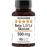 MONOHERB Beta 1,3/1,6 Glucan 500 mg per Capsule - 90 Veg Capsules - 90 Servings