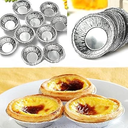 Amazon 125pcs使い捨てラウンドシルバーfoil Bakingクッキーカップケーキタルト型by Randall Elliott Generic 製菓用品 通販
