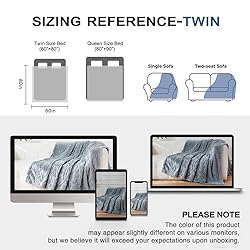 PU MEI Dusty Blue Fleece Throw Blanket for Couch