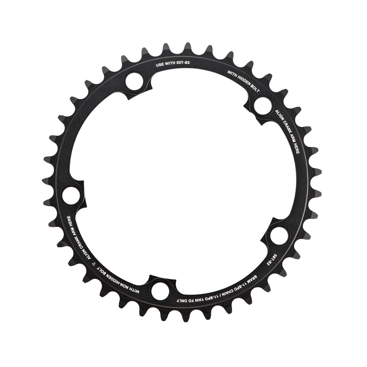 Sram Road Chainring Red22 39T 11 Speed X-Glide R Yaw S2 130 mm Aluminium (53-39) 3 mm - Blast Black