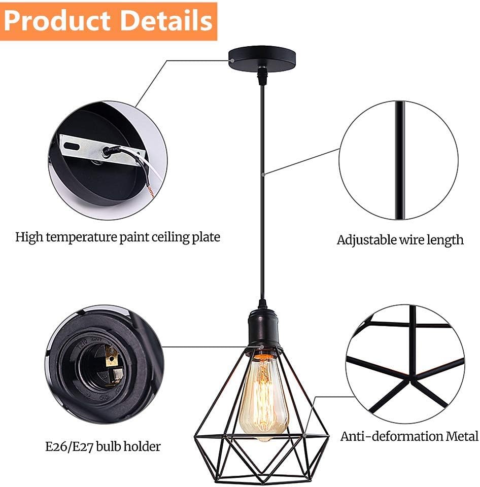 Biqing Industrial Cage Pendant Ceiling Light,Adjustable Hanging Ceiling Lights - Image 4