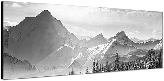Amazon De Augenblicke Wandbilder Keilrahmenbild Panoramabild Schwarz Weiss 150x50cm Berge Wald