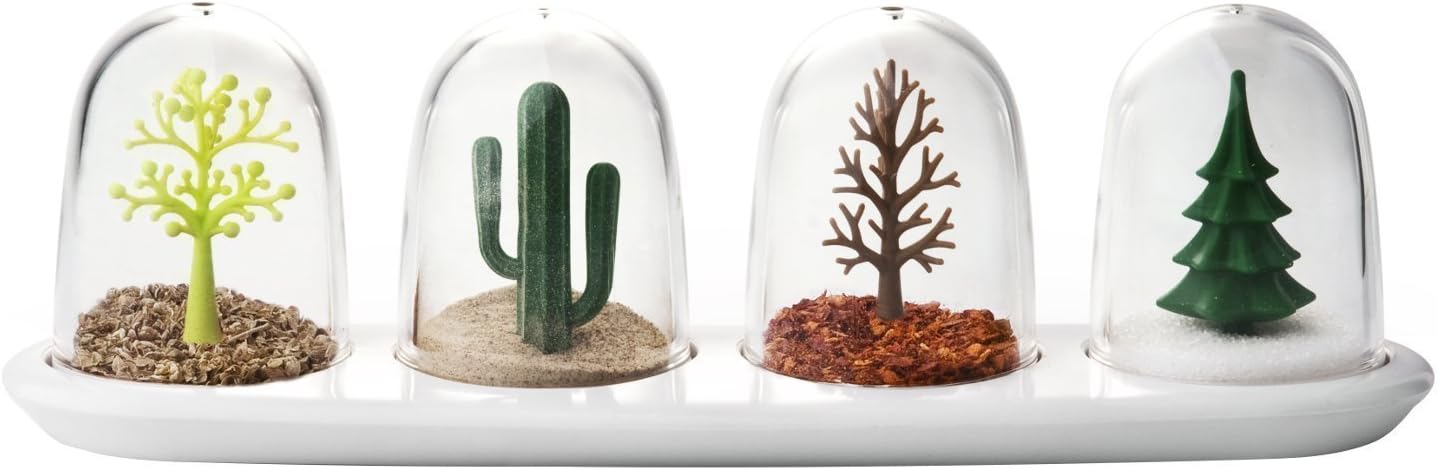West7 Beautiful Four Seasons Plant Shakers Spice Jar 4 pcs/Set | The Plants Keep The Seasoning Dry Year Round.