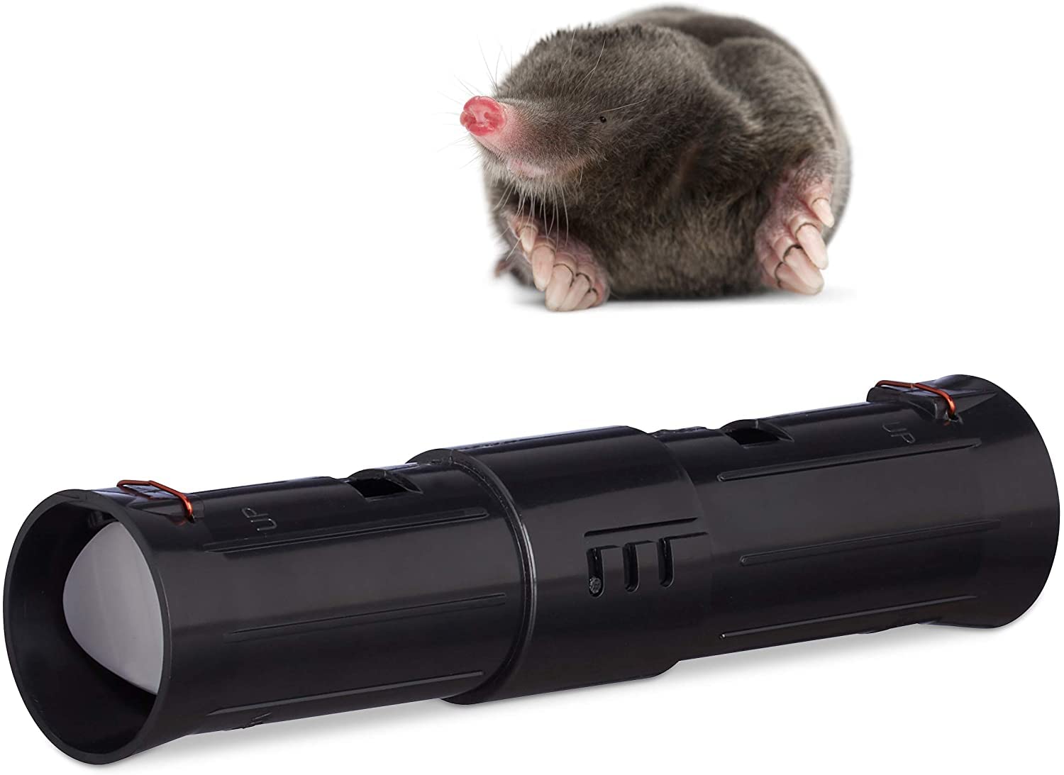 Grabacz Humane Tunnel Mole Trap Vole Trap Tube, Live Trap, Adjustable Length, with Control Openings, Animal Friendly, No Poison Plastic (1)