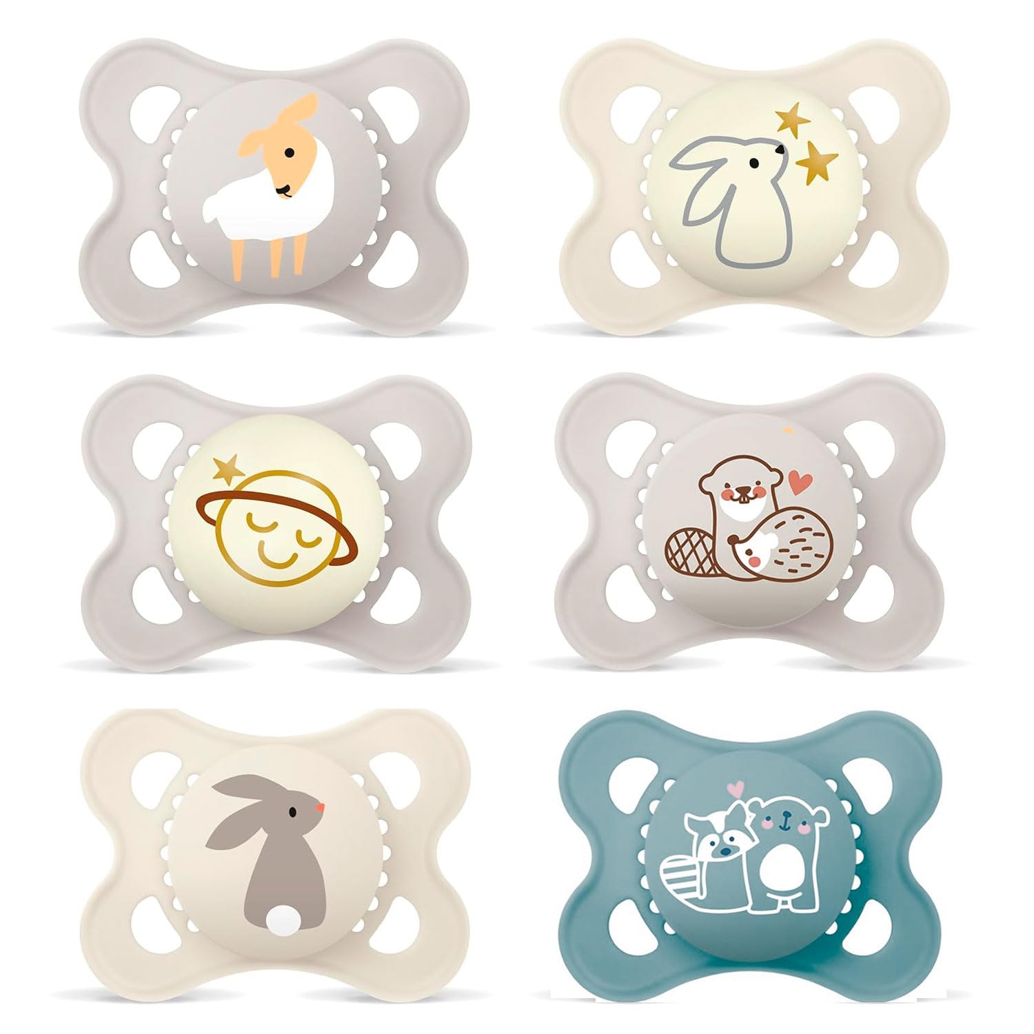 MAM Day & Night Silicone Soothers 0-6 Months Pack of 6, uni incl. 3 steril. Travel Boxes