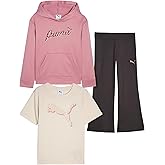 PUMA girls 3 Piece Pullover Set - Fleece Top, T-shirt & Matching Pant