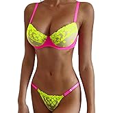 Kaei&Shi Glow In The Dark, Black Light, Heart Embroidered, Underwire Lingerie