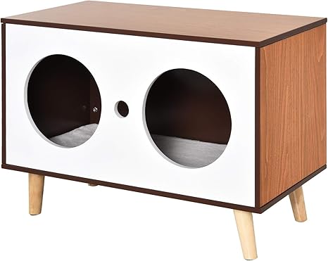 Pawhut Maison Pour Chat Design Scandinave Niche Chat Entree Sortie Coussin Inclus Dim 69l X 35l X 46h Cm Mdf Imitation Bois Hetre Amazon Fr Animalerie
