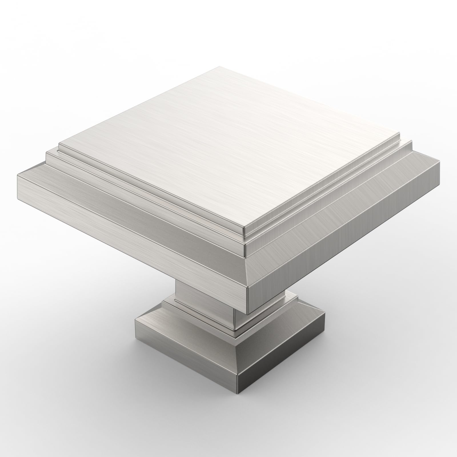 FURNIWARE 12 Pack Cabinet Hardware Knobs, Kitchen Door Cabinet Brushed Satin Nickel Antique Solid Square Knobs - 1.25"x1.25"(32x32mm)